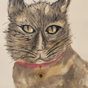 Calico Cat Watercolor Whimsical Painting