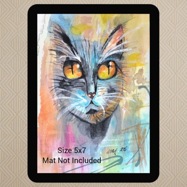 Pop Art Cat Watercolor Painting - Image 2