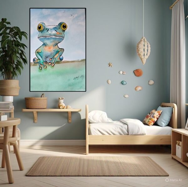 Ferdi Frog Watercolor Print - Image 4