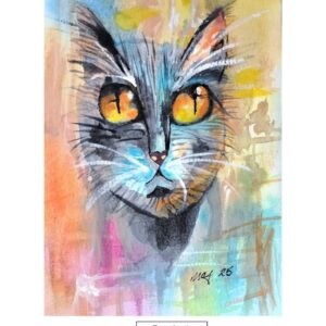 Pop Art Cat Watercolor Print