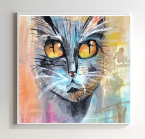 Pop Art Cat Print on Canvas