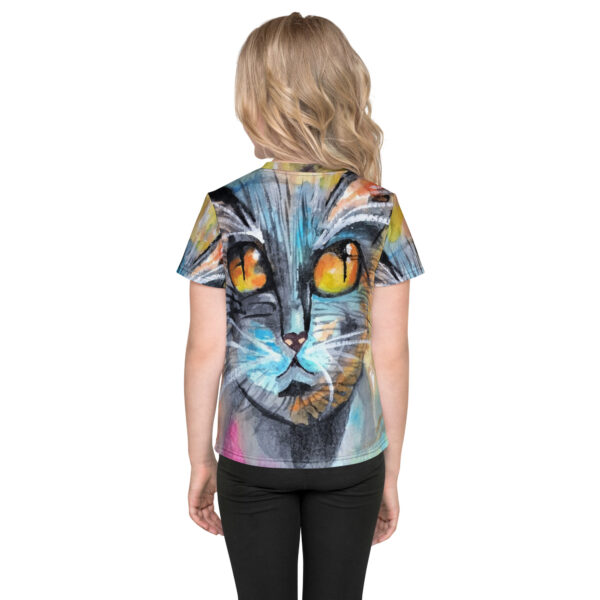 Pop Art Cat Kids Unisex Tee - Image 2