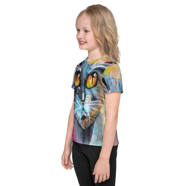 Pop Art Cat Kids Unisex Tee - Image 3