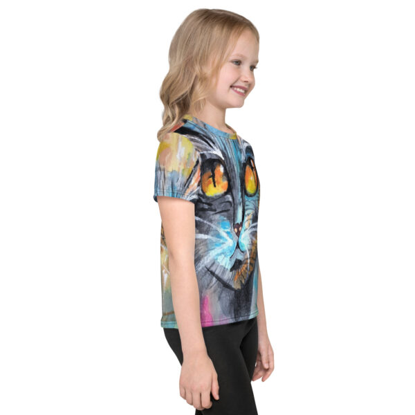 Pop Art Cat Kids Unisex Tee - Image 4