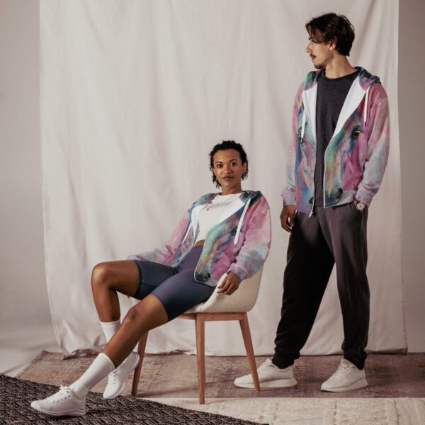 Pastel Proud Watercolor Horse Unisex Zip Hoodie - Image 4