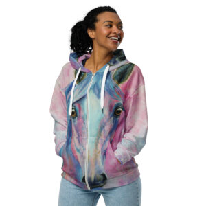 Pastel Proud Watercolor Horse Unisex Zip Hoodie