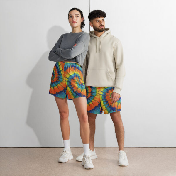 Sunshine Spiral Tie Dye Style Unisex Shorts - Image 4