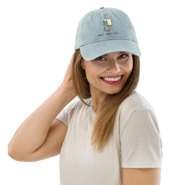 Hang It-Wear It- Love It Embroidered Denim Hat - Unisex - Image 2