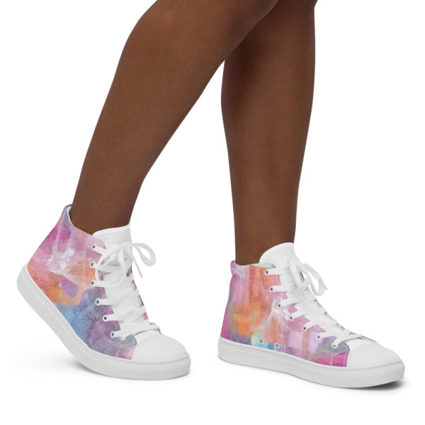 Abstract Multi-Color Unisex High Top Canvas Shoes - Image 2