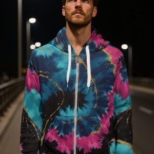 Cosmic Awareness Tie Dye Style Unisex Zip Hoodie